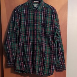 L.L. Bean Green and Blue Casual Button Down Shirt